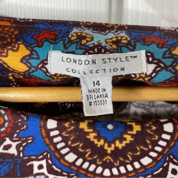 London Style Women size 14 Multicolor Dress Sheath Colorful Dress EUC - Picture 4 of 4